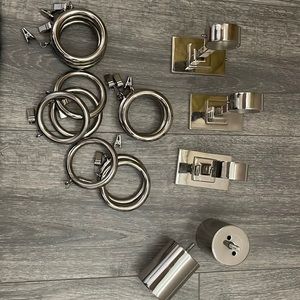 WestElm oversized curtain rod rings and mounts in Polished Nickel